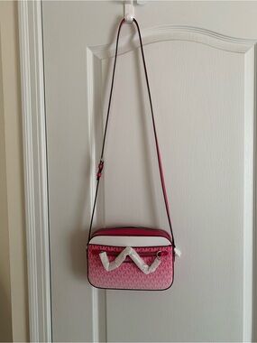 Michael Kors Pink Monogram Crossbody Camera Bag